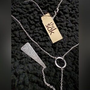 The Sak Silver Tone Pendant Necklace Nordic Geometric Pattern